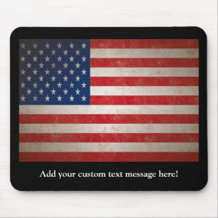 Vintage Style American Flag Patriotic Design Mouse Pad