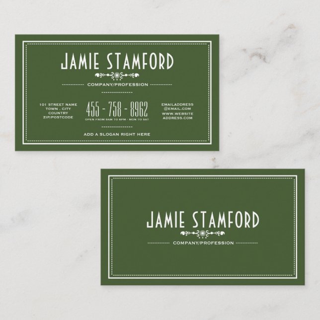 Vintage Style, Any Colour Retro Business Card (Front/Back)