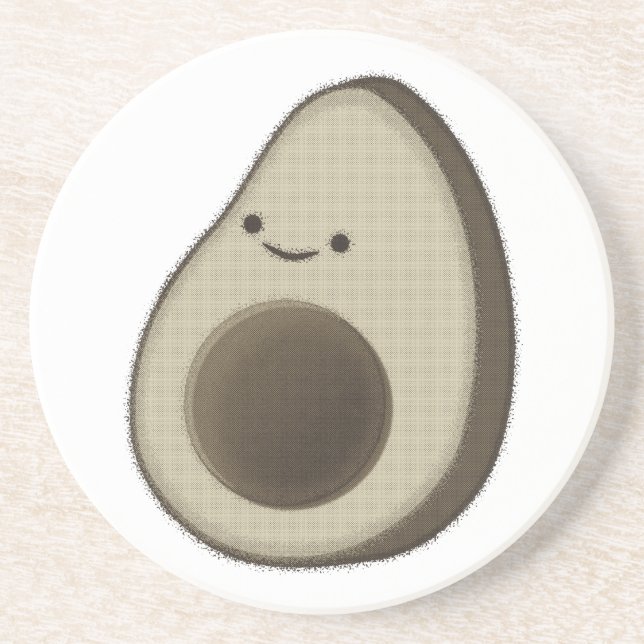 Vintage Style Avocado Drawing Coaster (Front)