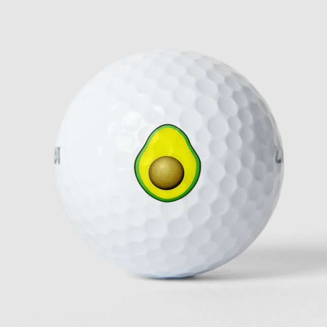 Vintage Style Avocado Drawing Golf Balls (Front)