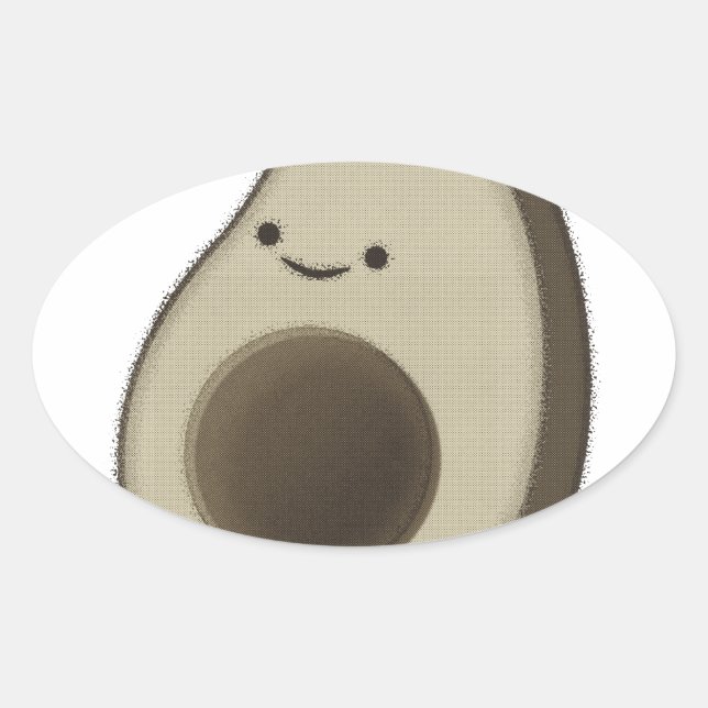 Vintage Style Avocado Drawing Oval Sticker (Front)