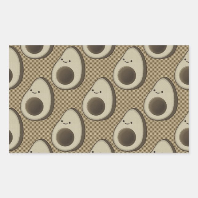 Vintage Style Avocado Pattern Rectangular Sticker (Front)