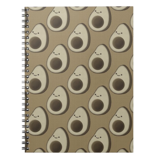 Vintage Style Avocado Pattern Spiral Notebook (Front)