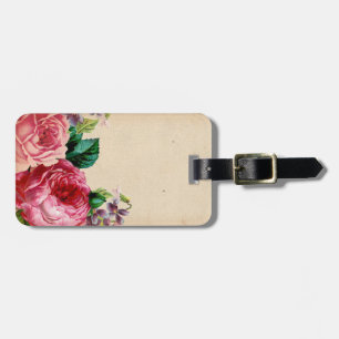 Vintage Style Background with Rustic Flowers Luggage Tag