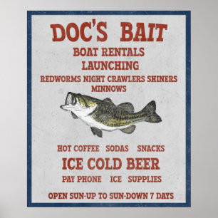 Vintage Style Bait Shop Fishing Poster