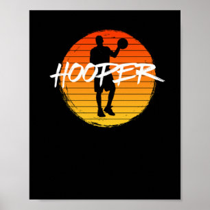 Vintage Style Basketball Hooper Sunset Poster