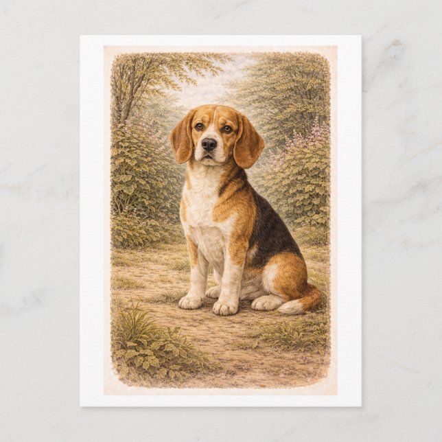 Vintage-Style Beagle Postcard (Front)