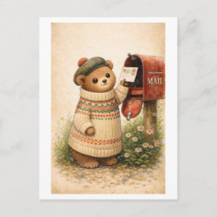 Vintage-Style Bear Mailing Postcard