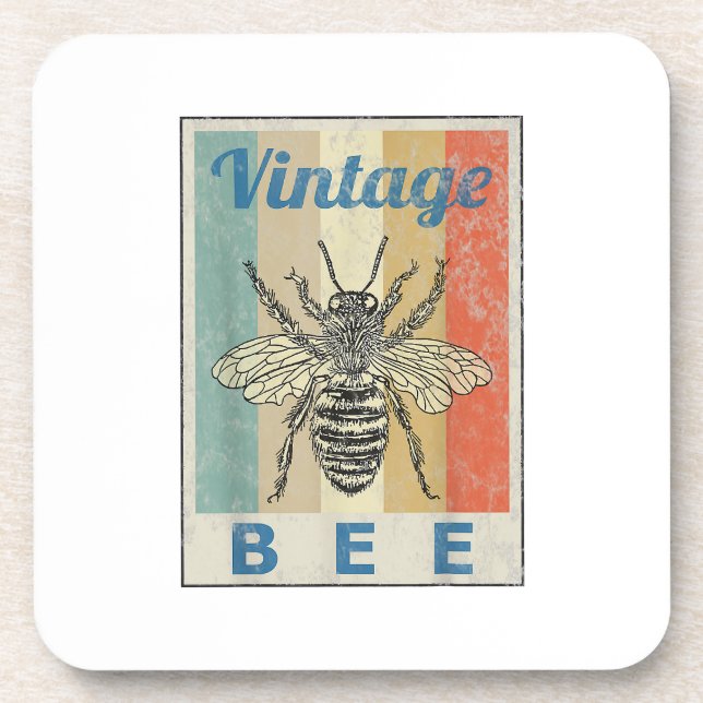 Vintage Style Bee Queen Honey Beekeeper Beekeeping Coaster (Front)