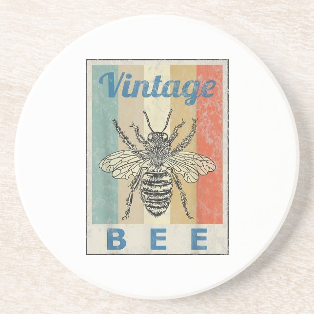 Vintage Style Bee Queen Honey Beekeeper Beekeeping Coaster (Front)