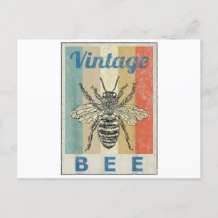 Vintage Style Bee Queen Honey Beekeeper Beekeeping Postcard