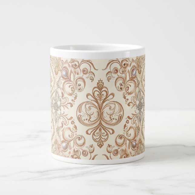 Vintage Style, Beigi Gold Mozaik Large Coffee Mug (Front)