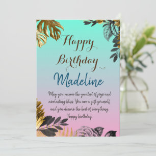 Vintage style birthday card blue gradient