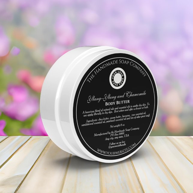 Vintage Style Black Cosmetics Jar Label with logo (Creator Uploaded)