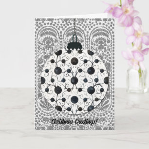 Vintage Style Black Grey Ornament Art Christmas Card