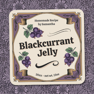 Vintage-Style Blackcurrant Jelly Label Sticker