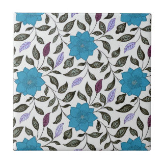 Vintage Style Blue China Poppy Floral Pattern Tile