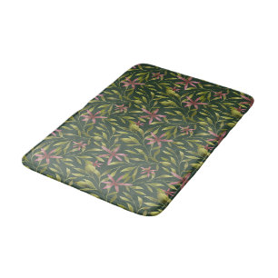 Vintage-style blue color botanical pattern bath m mat