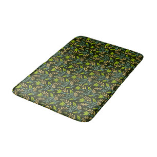 Vintage-style blue color botanical pattern bath m mat