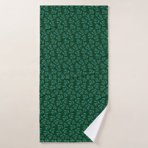 Vintage-style blue color botanical pattern bath t towel set