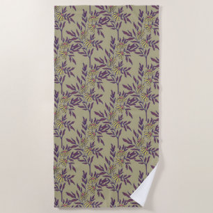Vintage-style blue color botanical pattern beach towel