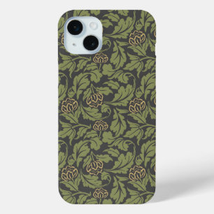 Vintage-style blue color botanical pattern Case-M iPhone 15 Mini Case