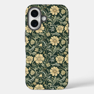 Vintage-style blue color botanical pattern Case-M iPhone 16 Case