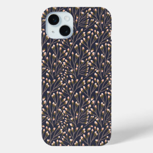 Vintage-style blue color botanical pattern Case-M iPhone 15 Mini Case
