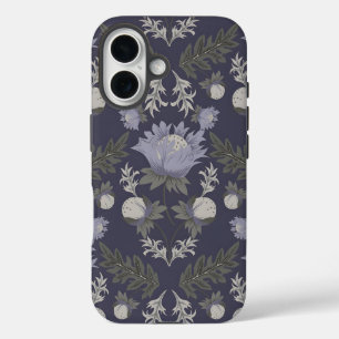 Vintage-style blue color botanical pattern Case-M iPhone 16 Case