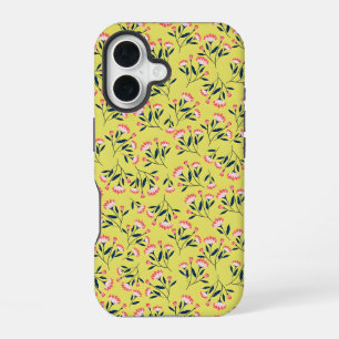 Vintage-style blue color botanical pattern Case-M iPhone 16 Case