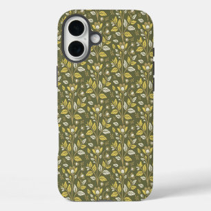 Vintage-style blue color botanical pattern Case-M iPhone 16 Plus Case