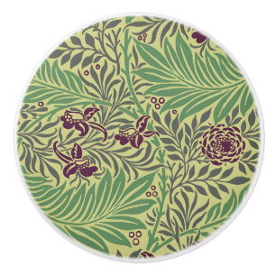 Vintage-style blue color botanical pattern cerami ceramic knob