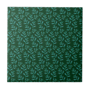 Vintage-style blue color botanical pattern cerami tile