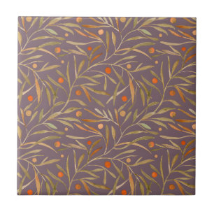 Vintage-style blue color botanical pattern cerami tile
