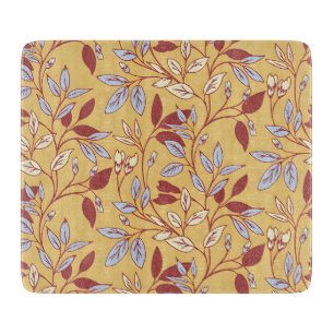 Vintage-style blue color botanical pattern cuttin cutting board