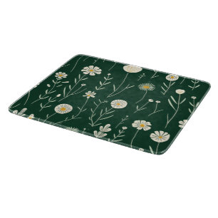 Vintage-style blue color botanical pattern cuttin cutting board