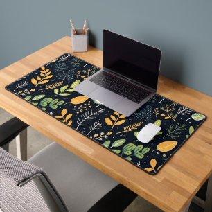 Vintage-style blue color botanical pattern  desk m mat