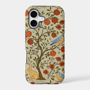 Vintage-style blue color botanical pattern iPhone