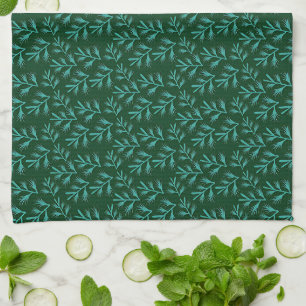 Vintage-style blue color botanical pattern kitche tea towel