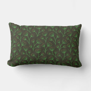 Vintage-style blue color botanical pattern lumbar cushion
