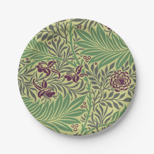 Vintage-style blue color botanical pattern  paper plate