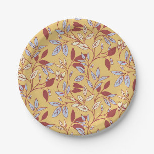 Vintage-style blue color botanical pattern  paper plate