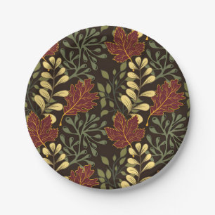 Vintage-style blue color botanical pattern paper plate