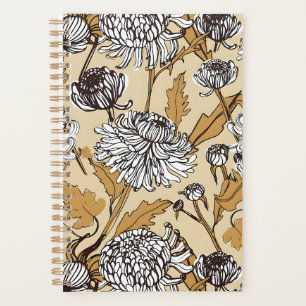 Vintage-style blue color botanical pattern planne planner
