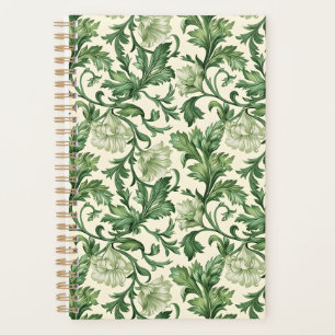 Vintage-style blue color botanical pattern planne planner