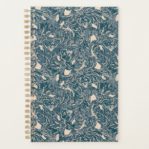 Vintage-style blue color botanical pattern planne planner