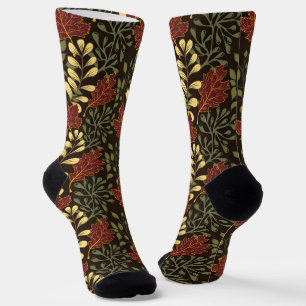 Vintage-style blue color botanical pattern socks