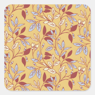 Vintage-style blue color botanical pattern  square sticker