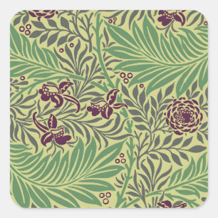 Vintage-style blue color botanical pattern square sticker