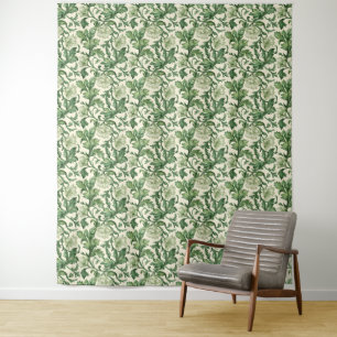 Vintage-style blue color botanical pattern tapest tapestry